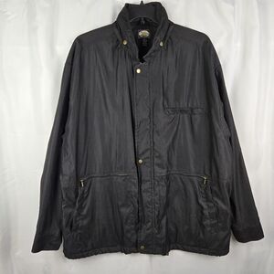 Vintage Tommy Bahama Black Zip Front Snap Button Jacket w/ Packable Hood Men XXL